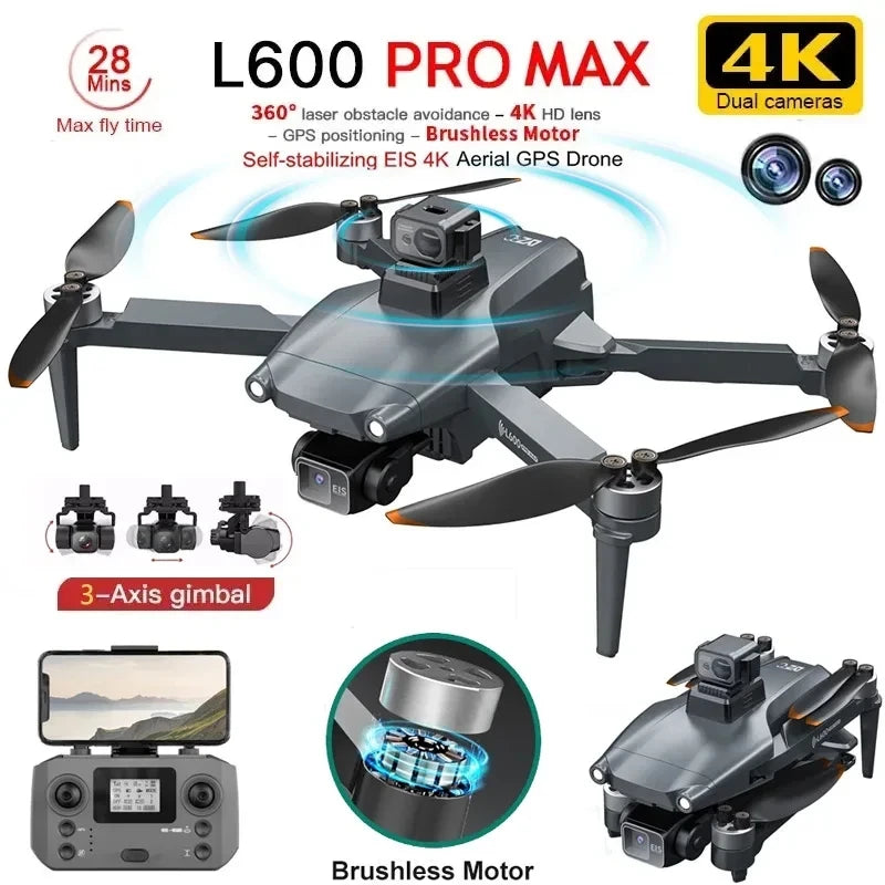 L600 PRO MAX 4K GPS Drone with 3-Axis Gimbal