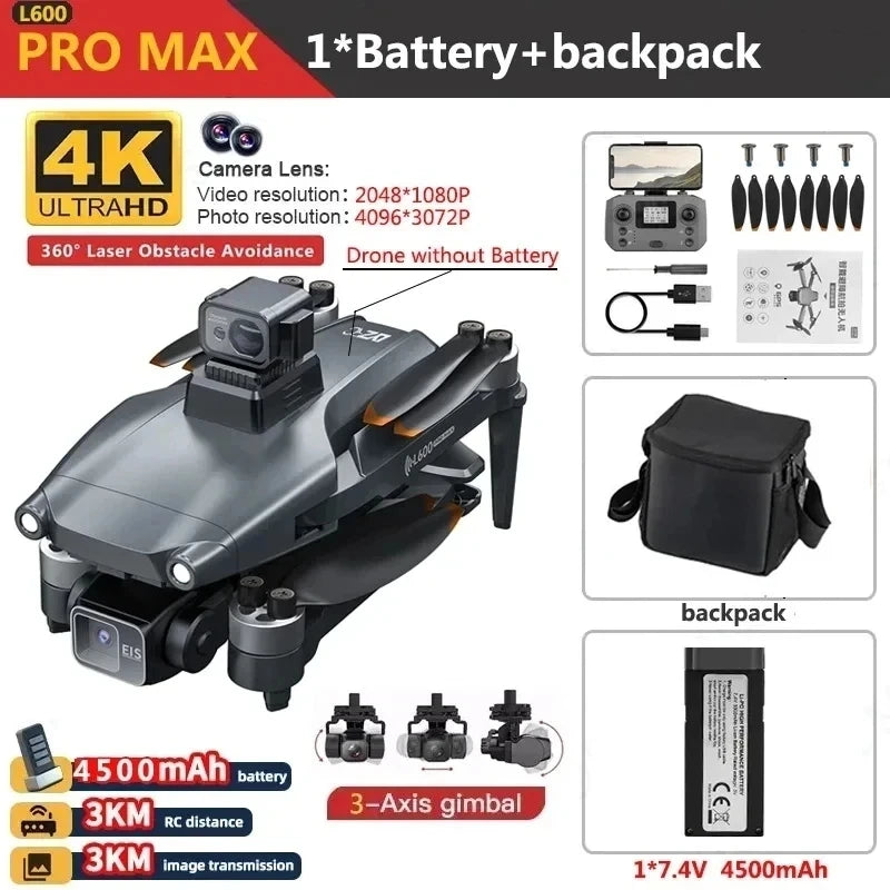 L600 PRO MAX 4K GPS Drone with 3-Axis Gimbal