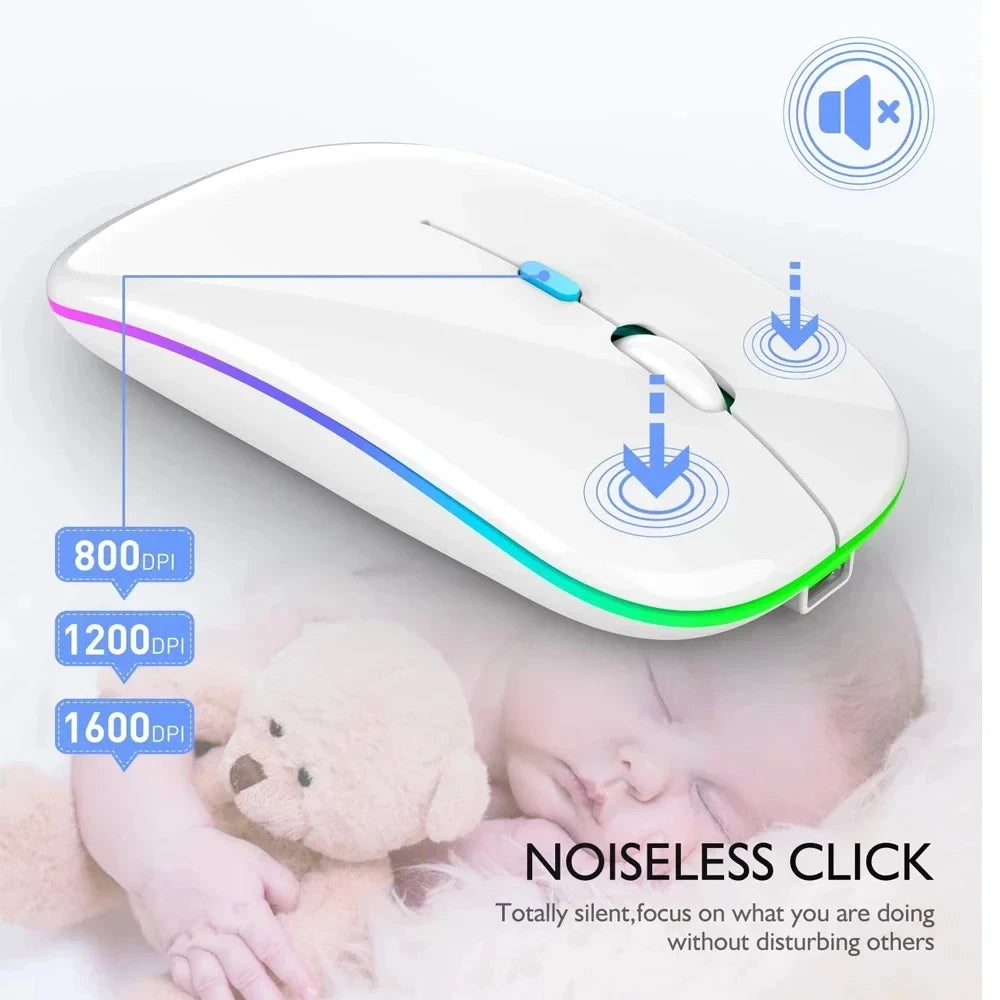 Wireless Rechargeable Silent LED Mouse