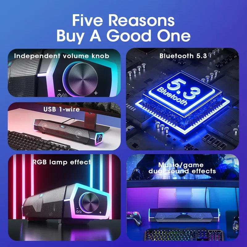 4D Bluetooth 5.0 Computer Soundbar